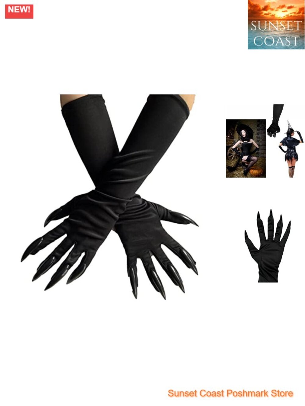 Cat Claw Gloves with Long Fingernails for Halloween Cosplay Costume